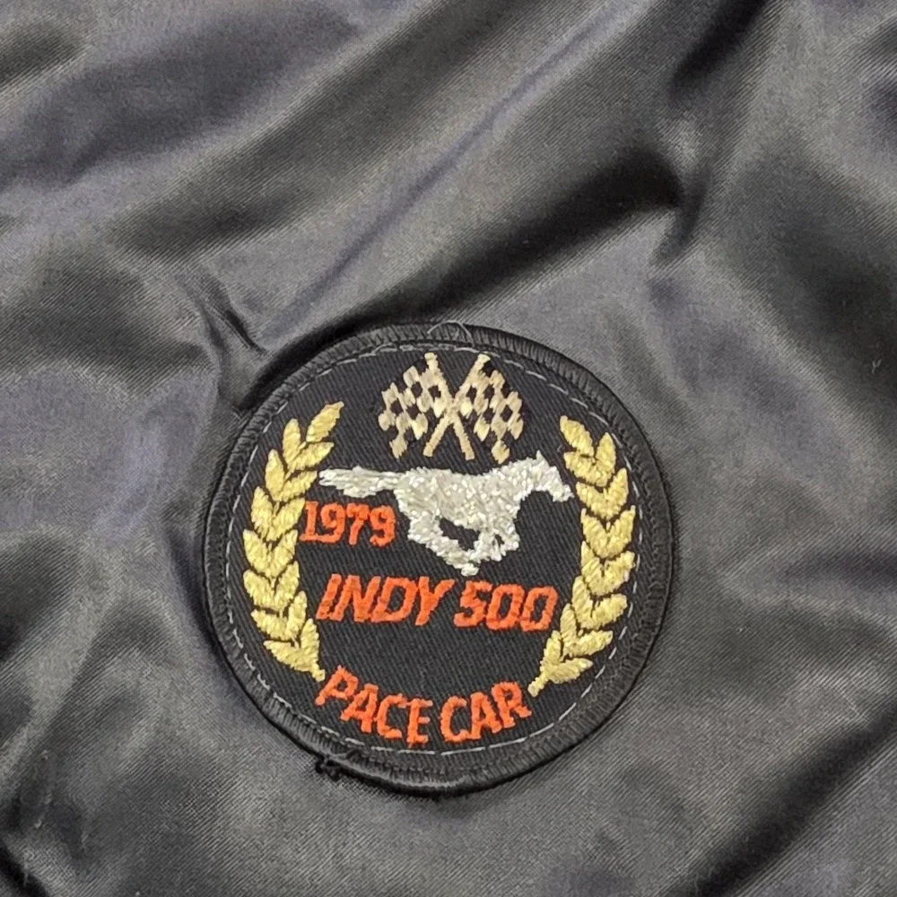Vintage 1979 Indy 500 Mustang Jacket Mens XL Black Racing Horizon Pace Car USA